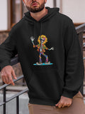 Men's Hoodie Colorful Skeleton Surfer Dancing With Bright Sunflower Head