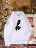 Women's Hoodie Minimalist Artistic Hand Gesture Silhouette With Abstract Black Shapes Hoodie