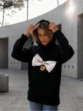 Women's Hoodie Shiny Decorative Metallic Bow With A Golden Bell Hoodie