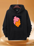 Men's Hoodie Vivid Petals Arranged Upon Black Canvas Hooded Sweatshirt Flower