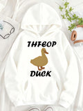Women's Hoodie Thefop Duck With Playful Cartoon Style Graphic Of Brown Duck