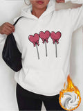 Women's Hoodie Three Pink Heart Shaped Lollipops With Cute Bows Design