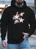 Men's Hoodie Layered Red And White Outlined Overlapping Stars Hoodie
