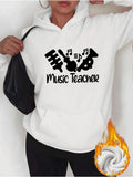 Women's Hoodie Music Teacher Musical Notes With Guitar And Saxophone Motifs Hoodie