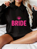 Women's Hoodie Bride Pink Diamond With Sparkle Accents Centered Above Text Hoodie