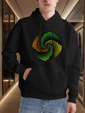 Men's Hoodie Radiant Neon Dots Forming Colorful Spiral Pattern Swirl