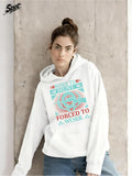 Women's Hoodie Born To Fish Vintage Illustration With Waves And Lively Salmon Fish