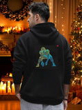 Men's Hoodie Vibrant Lines On Black With Strong Football Player