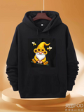 Men's Hoodie Cheerful Gnome With Yellow Hat Surrounded By Sunflowers And Bees Gnome