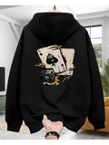 Men's Hoodie Vintage Playing Cards With Burning Flames And Two Dark Dice