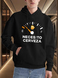Men's Hoodie Fuel Meter Graphic With Orange Needle Indicating Empty Beer