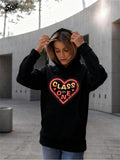 Women's Hoodie Class One Red Heart With Neon Glow Center Hoodie