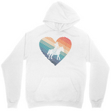 Men's Hoodie Striped Rainbow Heart With Silhouette Of Galloping Magical Unicorn