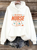 Women's Hoodie The Life Of A Nurse Colorful Stars With Heartbeat Stethoscope Graphic Nurse