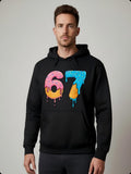 Men's Hoodie Colorful Melting Drips On Vibrant Numbers Seventy Seven