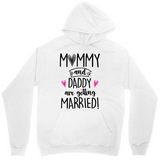 Men's Hoodie Mommy And Daddy Are Getting Married With Playful Heart Motifs And Joyful Lettering Hoodie