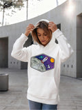 Women's Hoodie Colorful Outer Space With Floating Astronaut Under Shining Sun