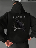 Men's Hoodie Bold Crow With Spreading Wings Perched On A Bare Branch Crow