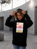 Women's Hoodie Peaceful Mountain Rising Above Clouds And Colorful Spring Flowers Mountain