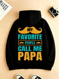 Women's Hoodie My Favorite People Call Me Papa With Playful Mustache Motif Lettering Hoodie