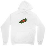 Men's Hoodie Abstract Green Paint Strokes With Red Accents On White Hoodie