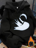 Women's Hoodie Abstract White Silhouette Under Midnight Black Swan