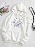 Women's Hoodie Catch With Playful Hand Drawn Fish Design Hoodie