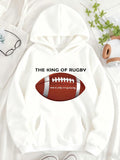 Women's Hoodie The King Of Rugby Brown Ball Among Green Leaves On Hoodie