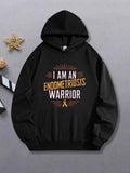 Women's Hoodie I Am An Endometriosis Warrior Lettering Design With Awareness Ribbon Symbol Hoodie