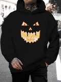 Men's Hoodie Halloween Party Orange Glow Among Spooky Pumpkin Face Hoodie
