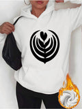 Women's Hoodie Minimalist Bold Black Nature Motif With Central Abstract Leaf Art