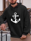 Men's Hoodie Classic Nautical Rope Wrapped Anchor Design Hoodie Anchor