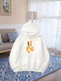 Women's Hoodie Bold Abstract Orange Symbol With Playful Graphic Shapes Hand Gesture