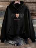 Women's Hoodie Enjoy Life Metallic Accented Heart Surrounded By Floral Elements Hoodie