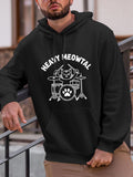 Men's Hoodie Heavy Meowtal Drumming Cat With Cymbals Surrounded By Paws Hoodie
