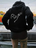 Women's Hoodie Minimal Dog Outline With Flowing Artistic Lines Under Sky Dog