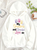 Women's Hoodie Colorful Handprints With Heartfelt Words Expressing Family Love Hoodie