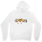 Men's Hoodie Peace Love With Brown Yellow Heart Surrounded By Cute Hedgehog