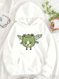 Women's Hoodie Cartoon Frog With Sparkling Wings Holding A Shining Star Frog