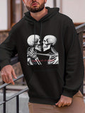 Men's Hoodie Romantic Skeleton Couple Embracing Under Pale Moonlight Skeleton