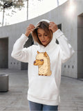 Women's Hoodie Cartoon Style Smiling Cute Fluffy Animal Alpaca