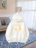 Women's Hoodie Luck Comes With Golden Leaf And Smiling Cat