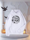 Women's Hoodie Eat Drink And Be Scary Spooky Halloween With Stars And Tiny Spider Hoodie