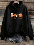 Women's Hoodie Tis The Season Hot Coffee With Pumpkin Pie Leaf And Autumn Pumpkin