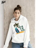 Women's Hoodie Take Me To The Ocean Under Palm Trees With Surfboards And Sandy Beach