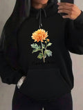 Women's Hoodie Radiant Yellow Bloom Among Green Leaves Flower