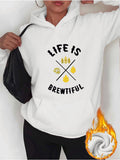 Women's Hoodie Life Is Brewtiful Roasting Coffee Beans And Steaming Mug Design