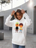 Women's Hoodie Happy Smiling Friends Holding Hands Cartoon Illustration
