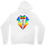 Men's Hoodie Rainbow Colors Tuxedo Print With Vibrant Pattern And Geometric Bowtie