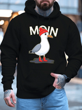 Men's Hoodie Moin Seagull Wearing Red Hat Standing On Ground